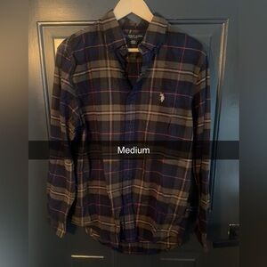 U.S. Polo Assn. Men's Navy and Red Plaid Casual Button Down Shirt